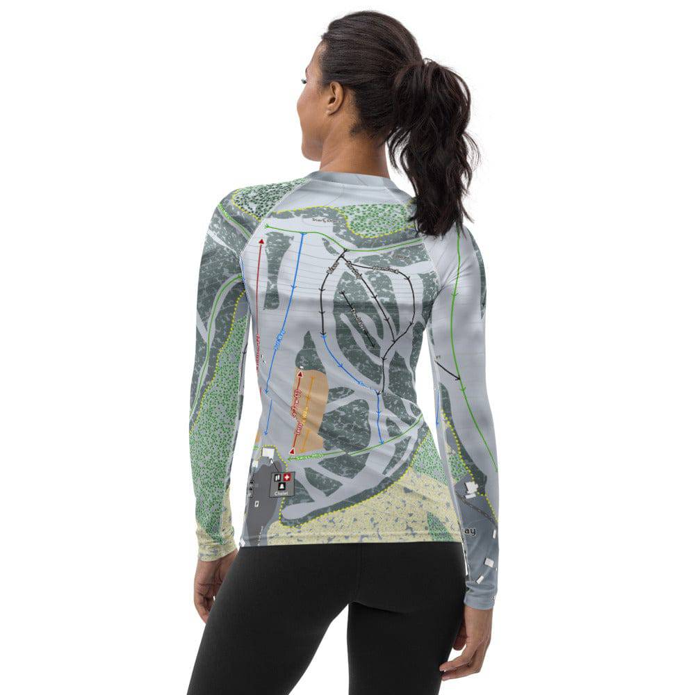 Mount Ashwabay, Wisconsin Ski Trail Map Women's Base Layer Top - Powderaddicts