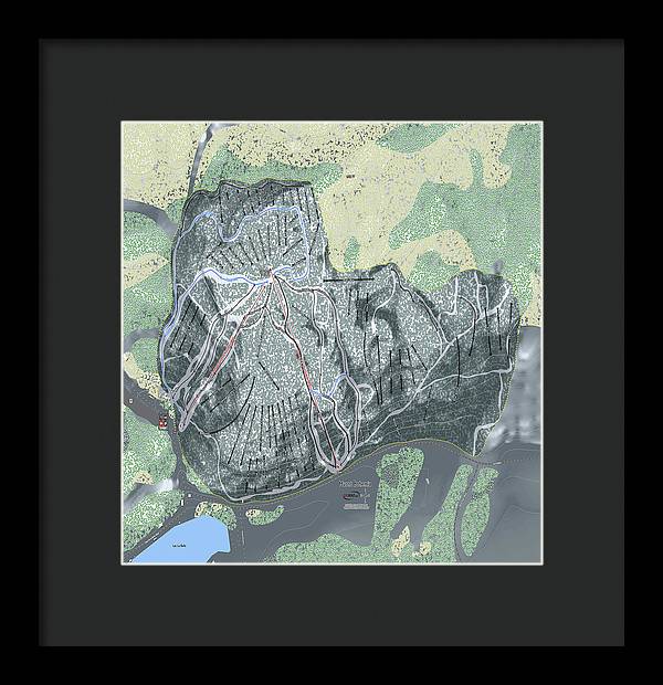 Mount Bohemia Ski Trail Map - Framed Print - Powderaddicts