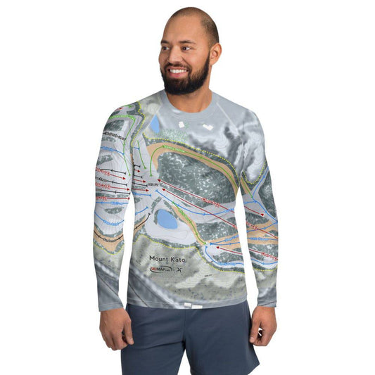 Mount Kato, Minnesota Ski Trail Map Men's Base Layer Top - Powderaddicts