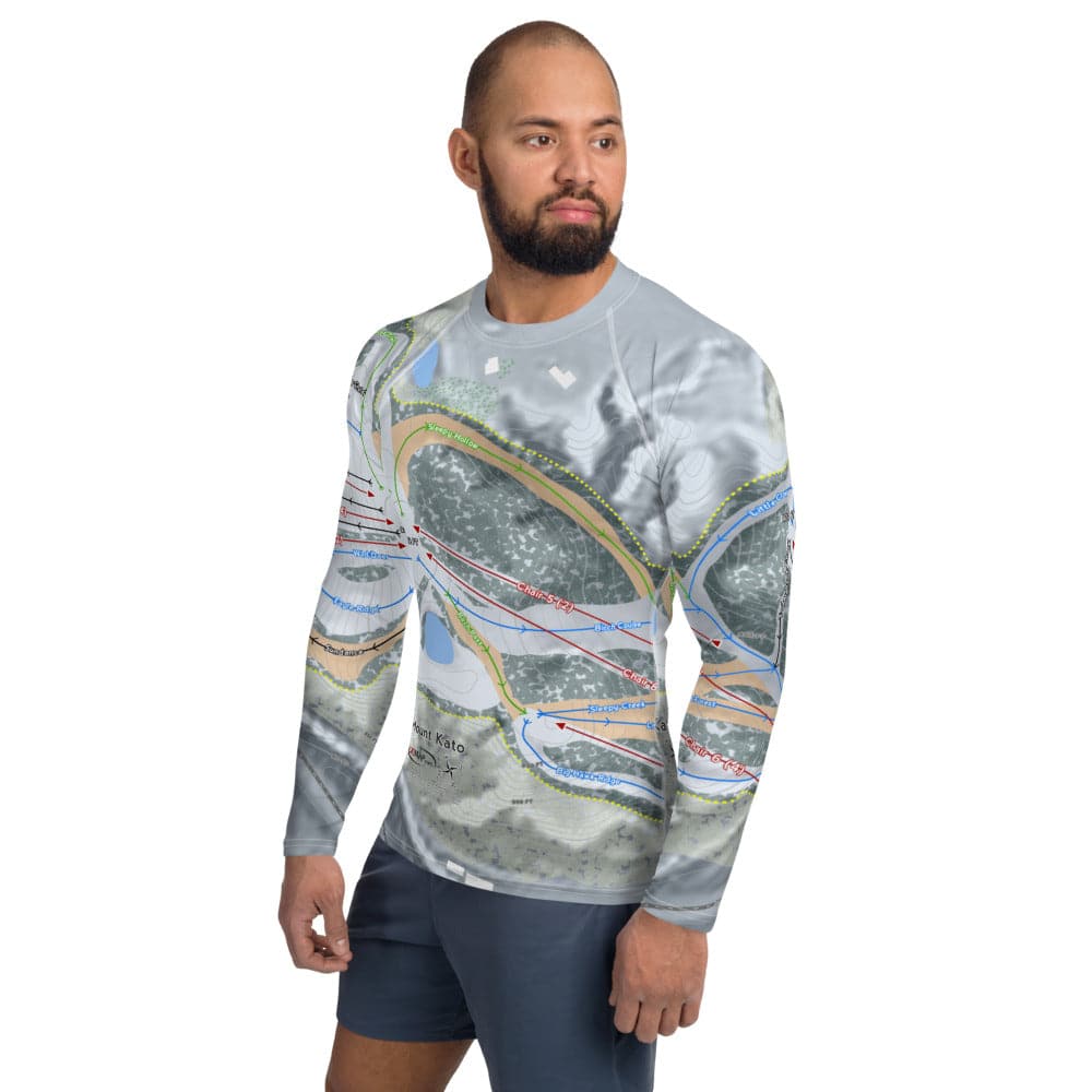 Mount Kato, Minnesota Ski Trail Map Men's Base Layer Top - Powderaddicts