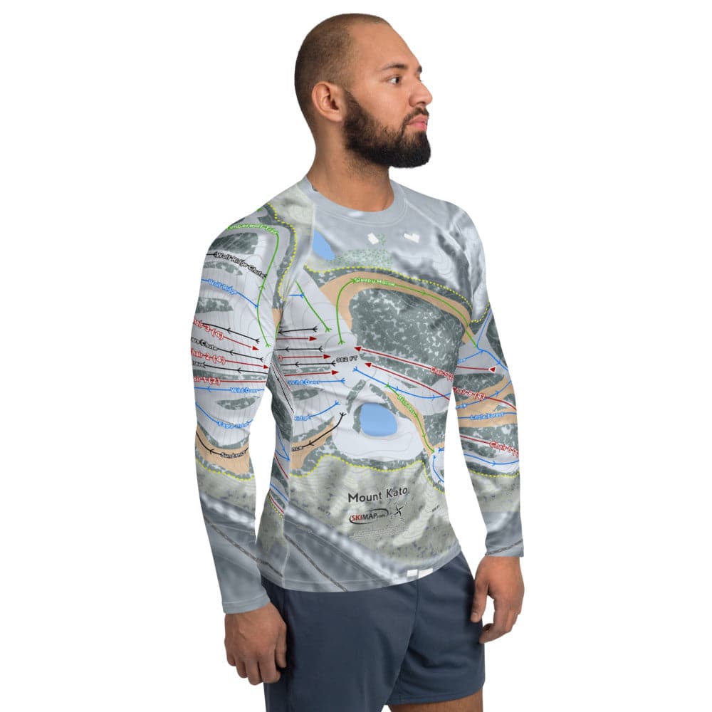 Mount Kato, Minnesota Ski Trail Map Men's Base Layer Top - Powderaddicts
