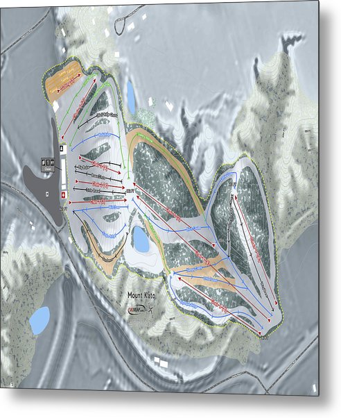 Mount Kato Ski Trail Map - Metal Print - Powderaddicts