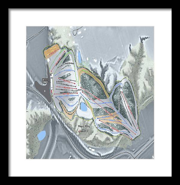 Mount Kato Ski Trail Map - Framed Print - Powderaddicts