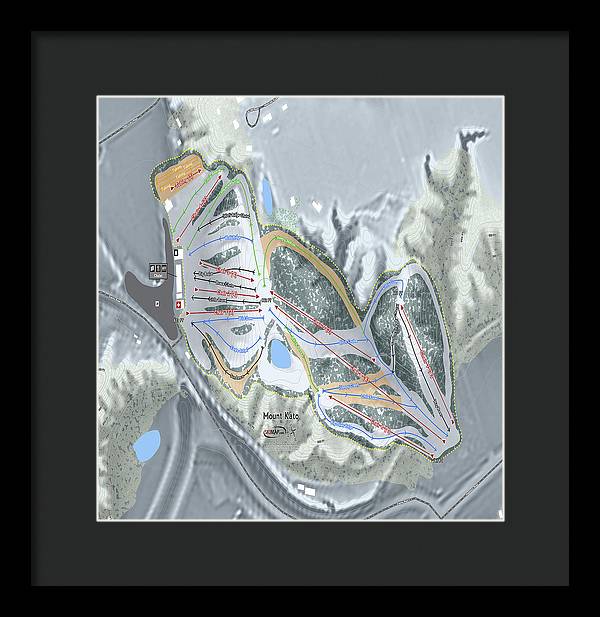 Mount Kato Ski Trail Map - Framed Print - Powderaddicts