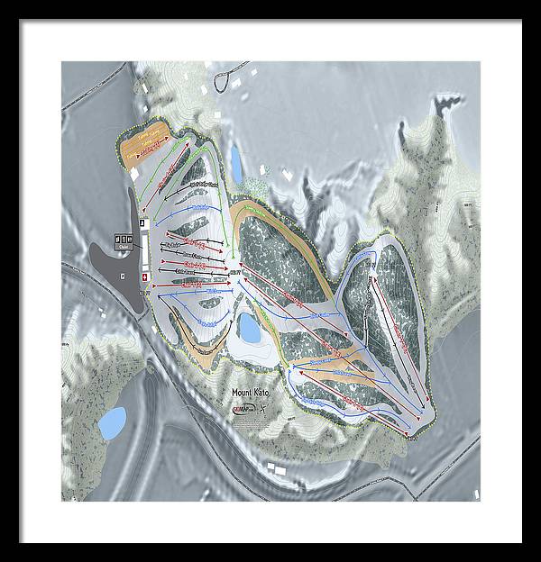 Mount Kato Ski Trail Map - Framed Print - Powderaddicts