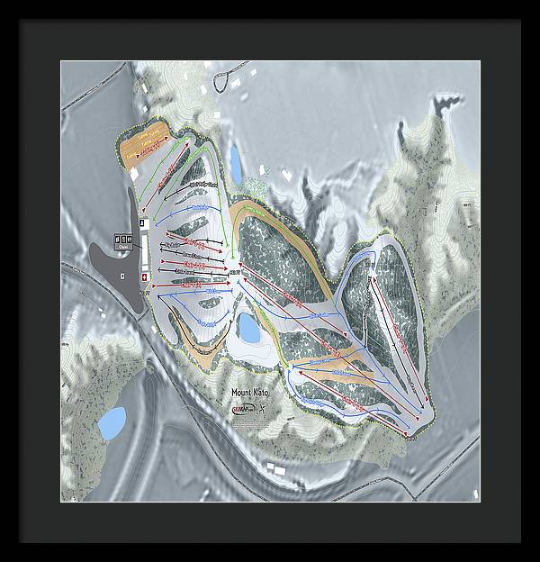Mount Kato Ski Trail Map - Framed Print - Powderaddicts