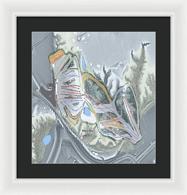 Mount Kato Ski Trail Map - Framed Print - Powderaddicts