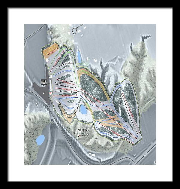 Mount Kato Ski Trail Map - Framed Print - Powderaddicts