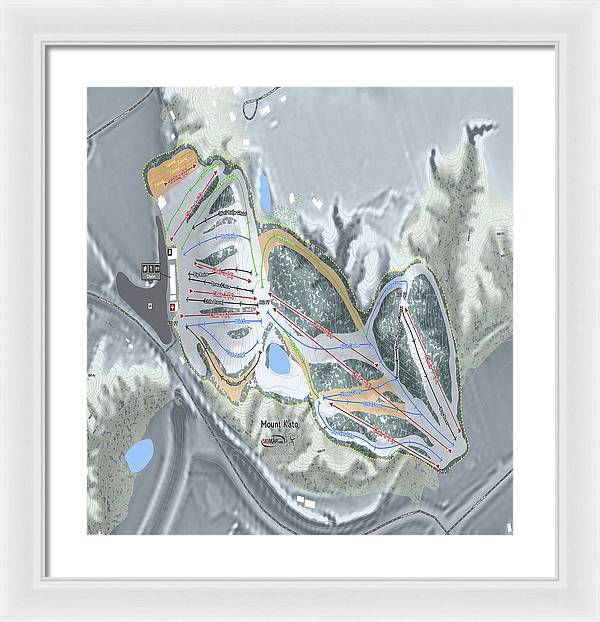 Mount Kato Ski Trail Map - Framed Print - Powderaddicts
