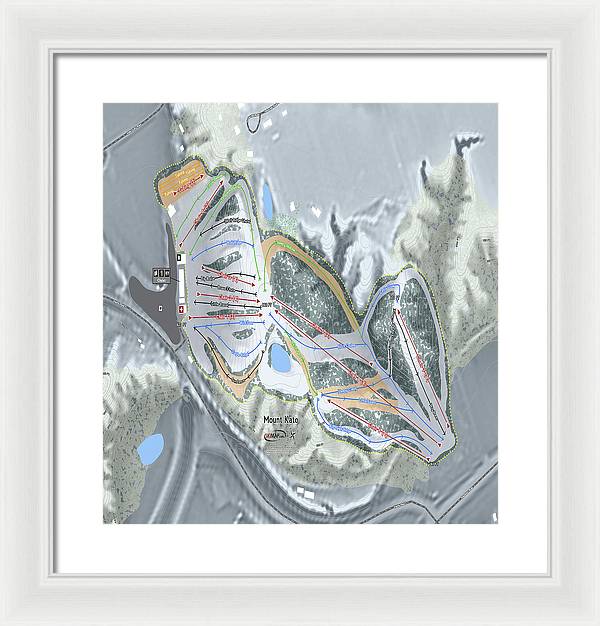 Mount Kato Ski Trail Map - Framed Print - Powderaddicts