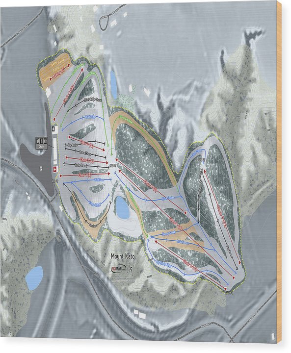 Mount Kato Ski Trail Map - Wood Print - Powderaddicts
