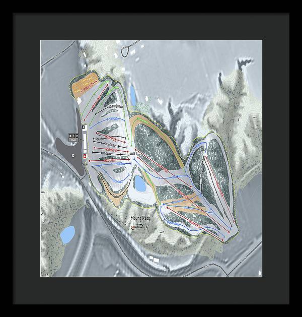 Mount Kato Ski Trail Map - Framed Print - Powderaddicts