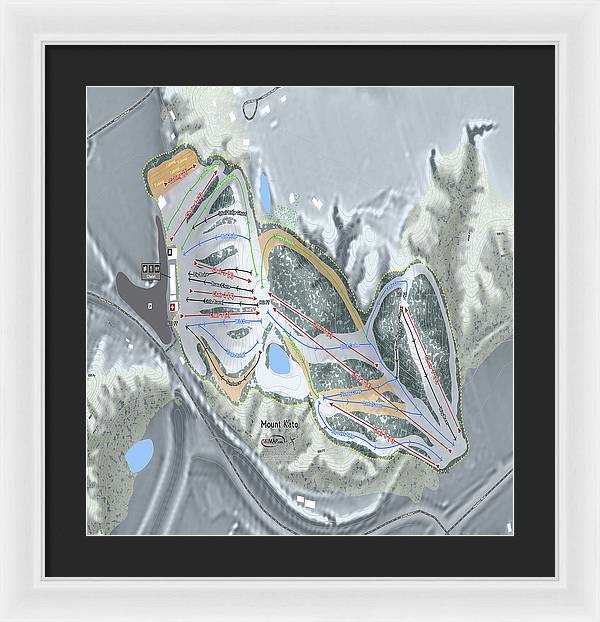 Mount Kato Ski Trail Map - Framed Print - Powderaddicts