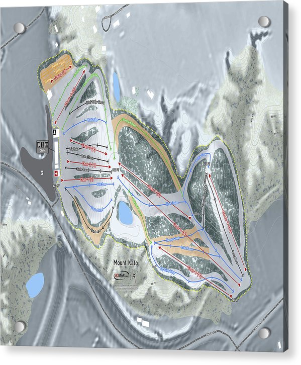 Mount Kato Ski Trail Map - Acrylic Print - Powderaddicts
