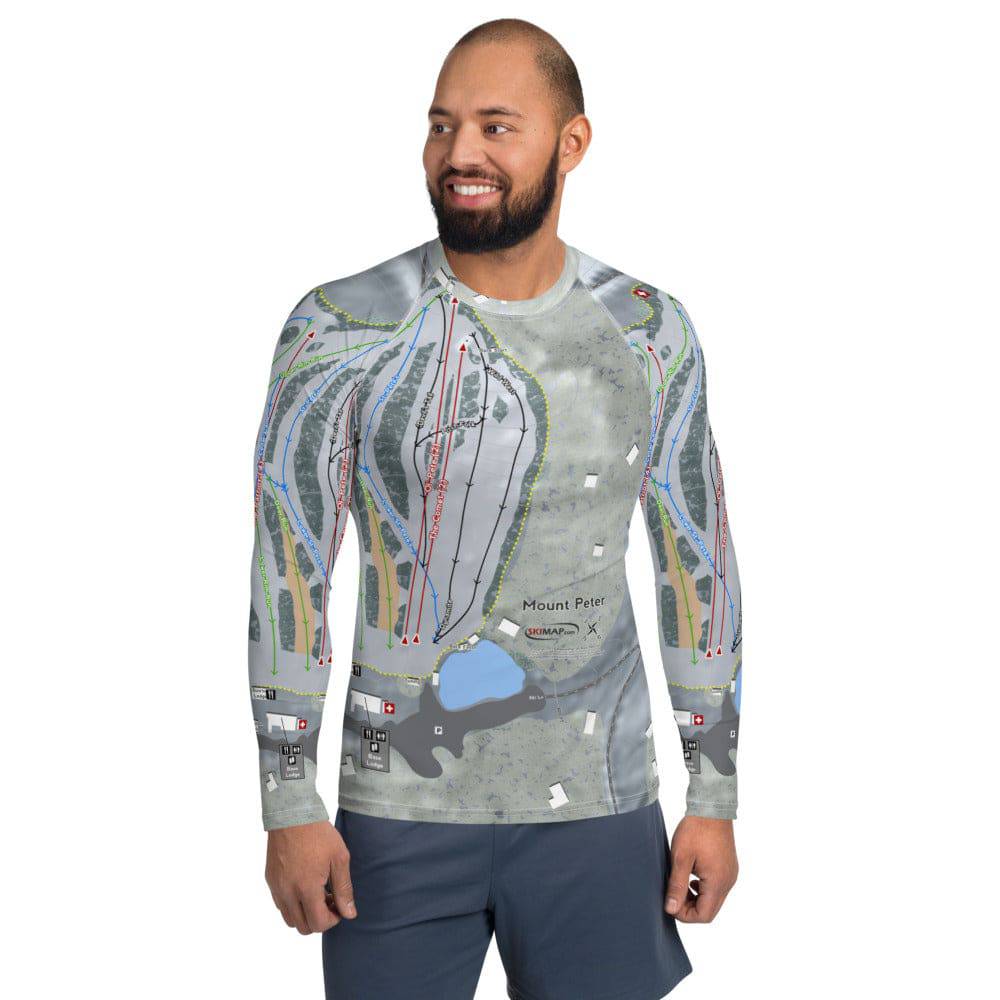 Mount Peter, New York Ski Trail Map Men's Base Layer Top - Powderaddicts