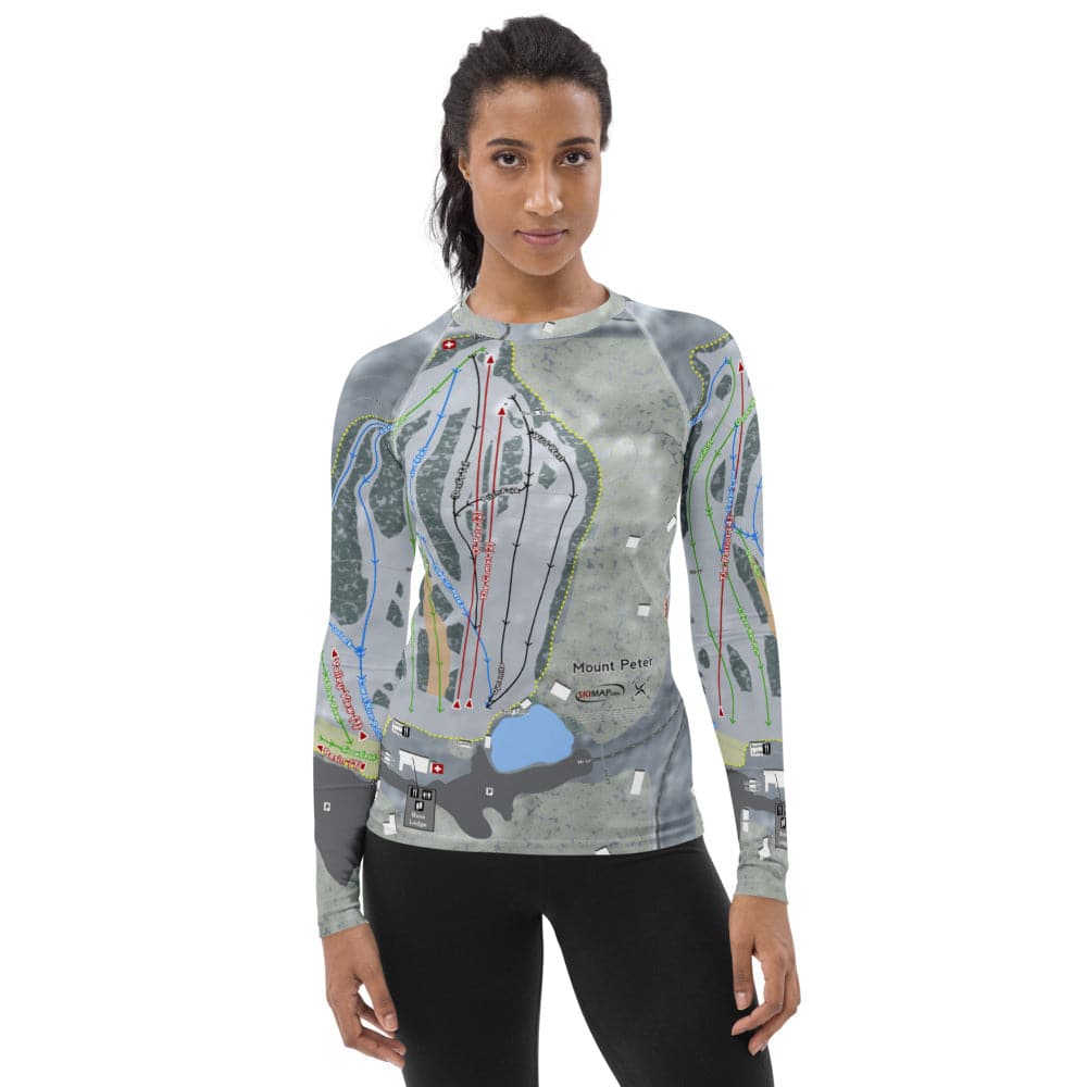 Mount Peter, New York Ski Trail Map Women's Base Layer Top - Powderaddicts