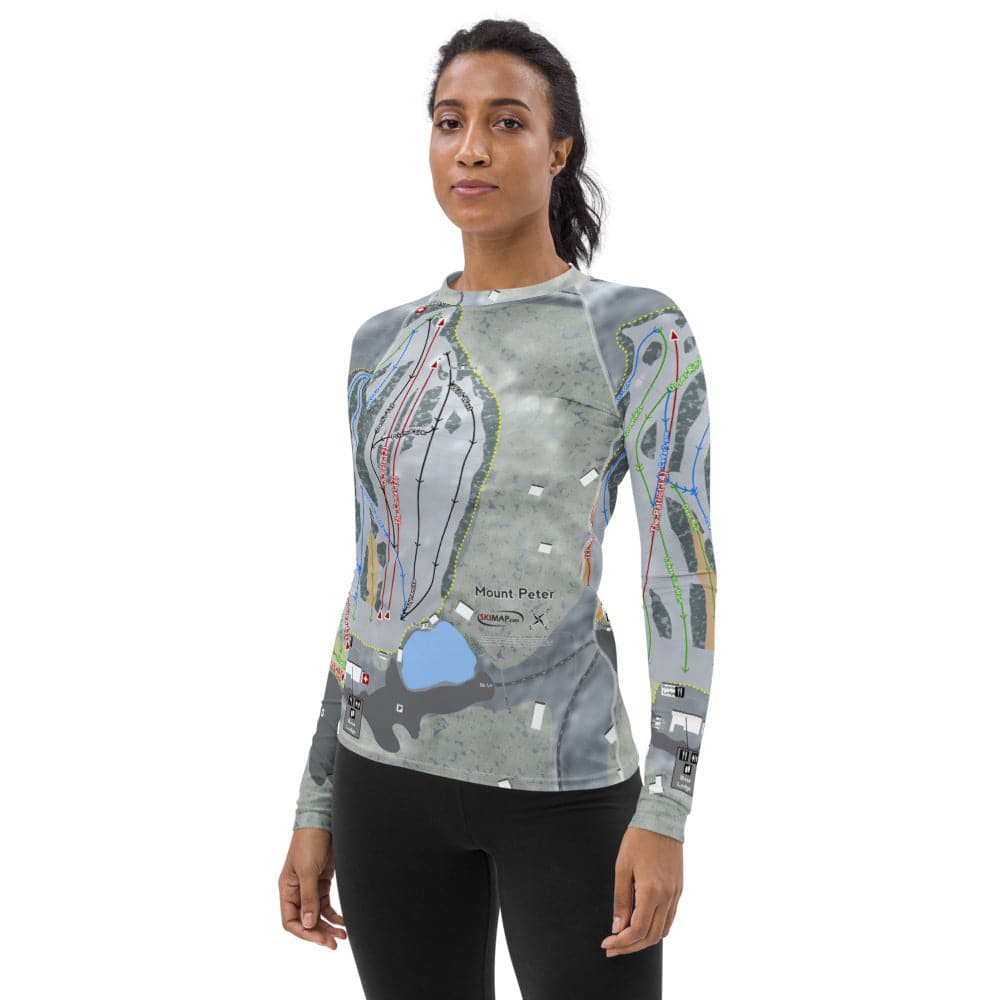 Mount Peter, New York Ski Trail Map Women's Base Layer Top - Powderaddicts