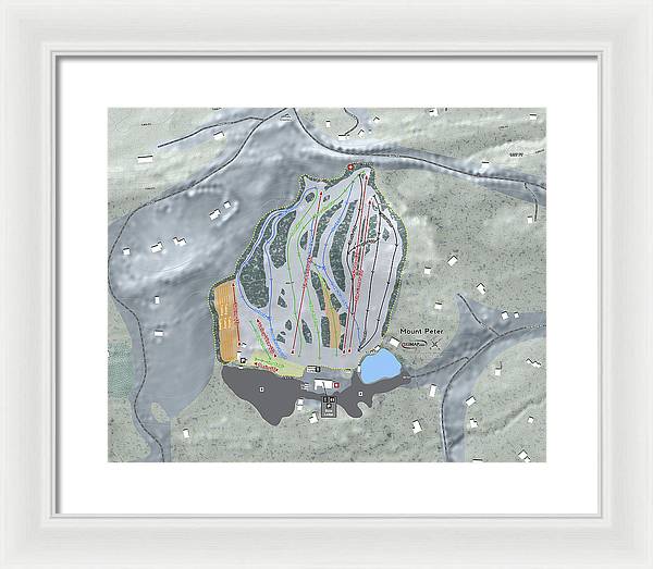 Mount Peter Ski Trail Map - Framed Print - Powderaddicts
