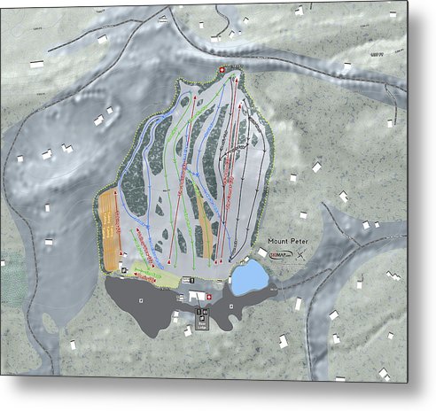Mount Peter Ski Trail Map - Metal Print - Powderaddicts