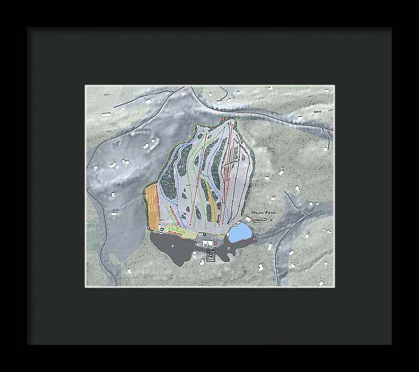 Mount Peter Ski Trail Map - Framed Print - Powderaddicts