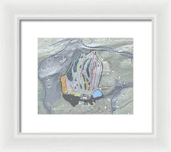 Mount Peter Ski Trail Map - Framed Print - Powderaddicts