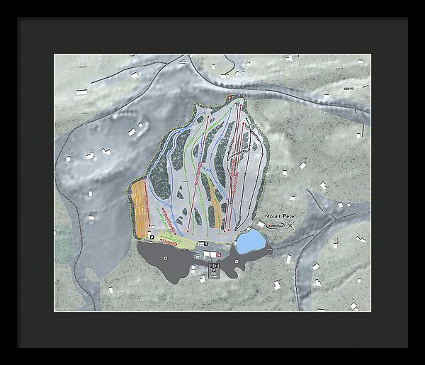 Mount Peter Ski Trail Map - Framed Print - Powderaddicts
