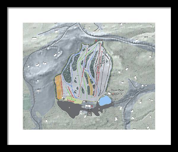Mount Peter Ski Trail Map - Framed Print - Powderaddicts