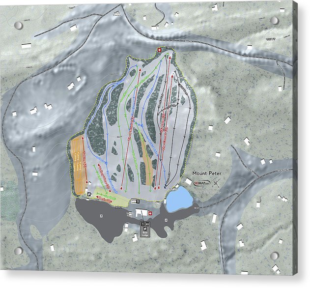 Mount Peter Ski Trail Map - Acrylic Print - Powderaddicts