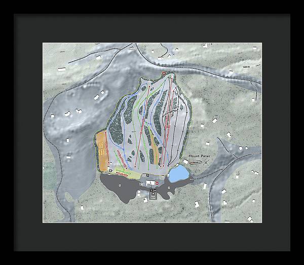 Mount Peter Ski Trail Map - Framed Print - Powderaddicts