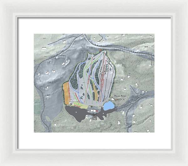 Mount Peter Ski Trail Map - Framed Print - Powderaddicts