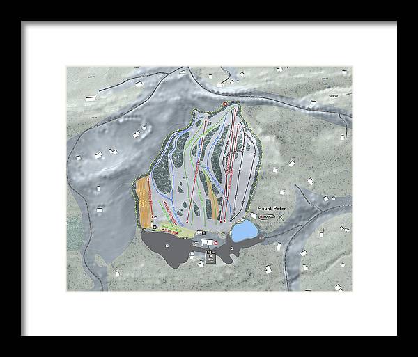 Mount Peter Ski Trail Map - Framed Print - Powderaddicts