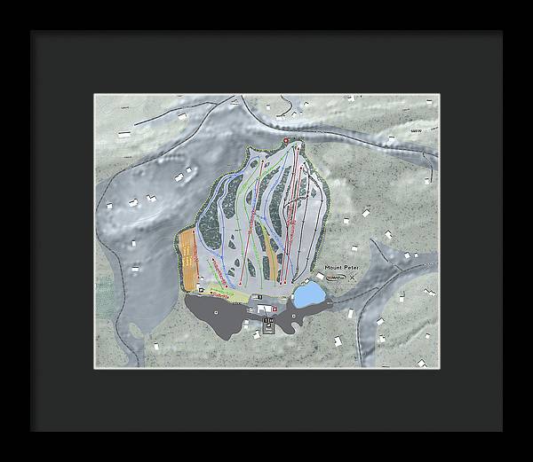 Mount Peter Ski Trail Map - Framed Print - Powderaddicts