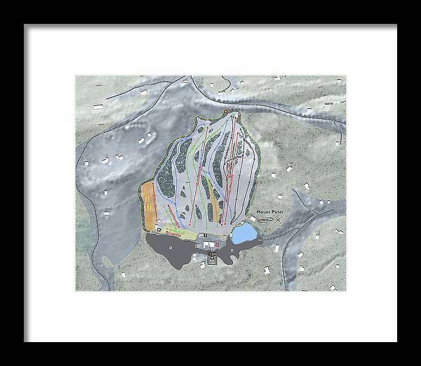 Mount Peter Ski Trail Map - Framed Print - Powderaddicts