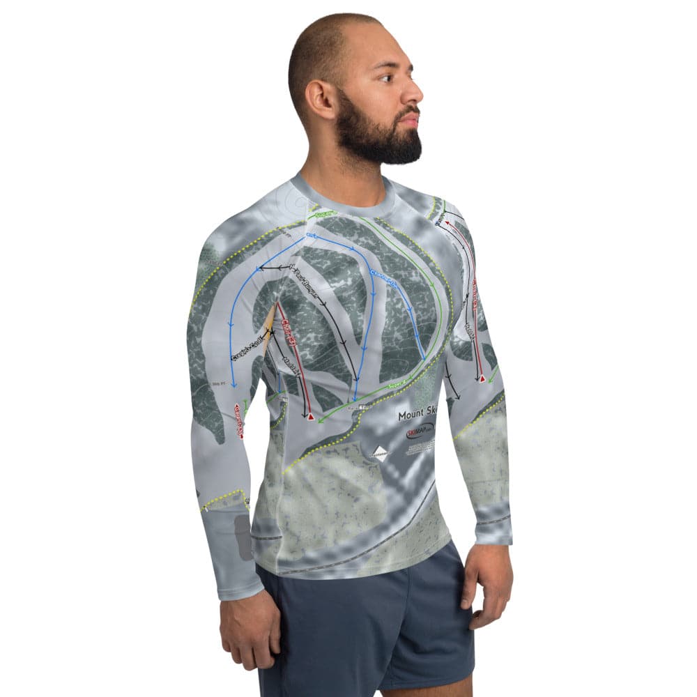 Mount Ski Gull, Minnesota Ski Trail Map Men's Base Layer Top - Powderaddicts
