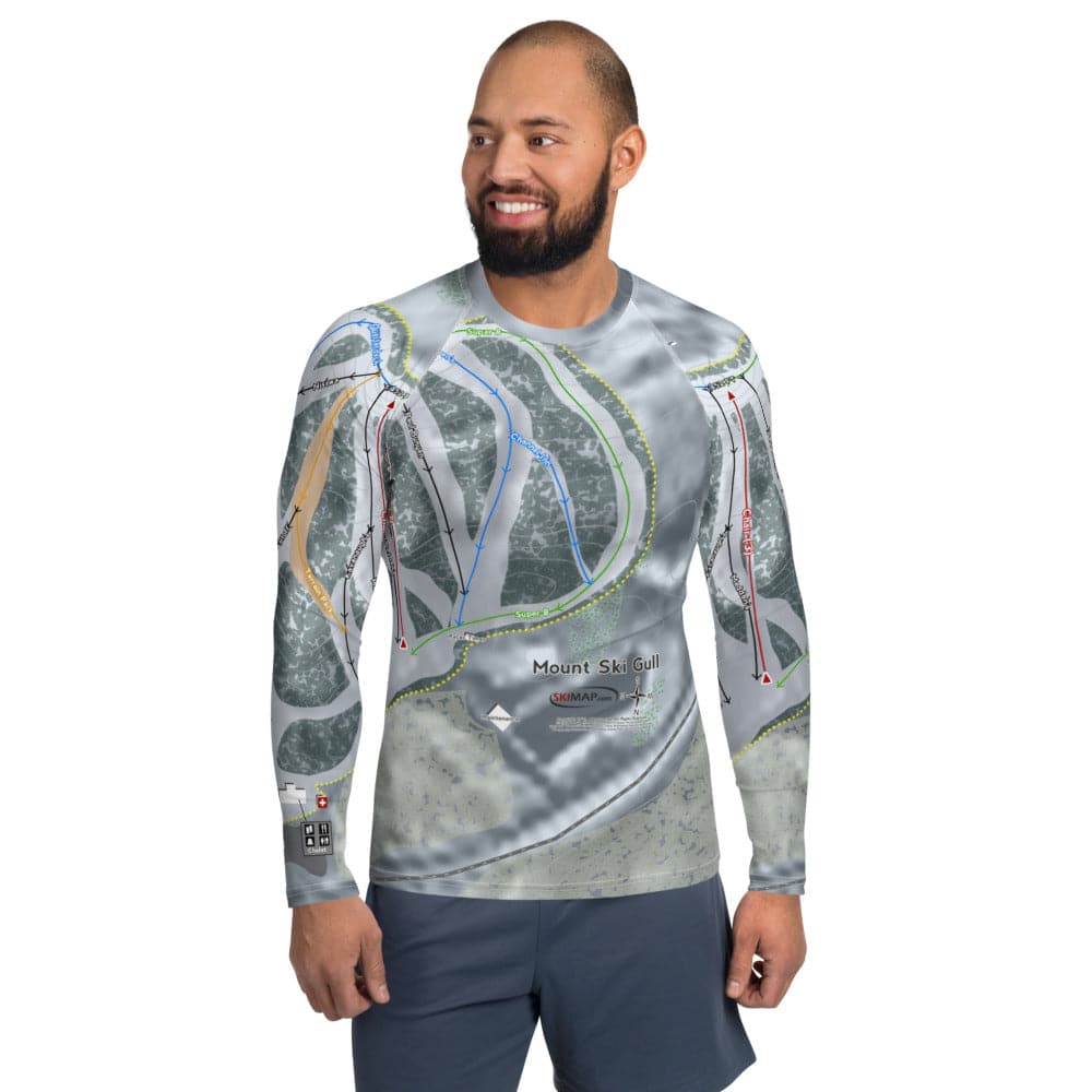 Mount Ski Gull, Minnesota Ski Trail Map Men's Base Layer Top