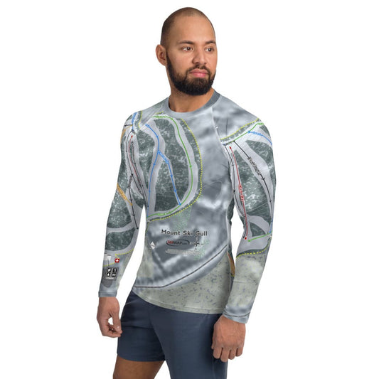 Mount Ski Gull, Minnesota Ski Trail Map Men's Base Layer Top - Powderaddicts