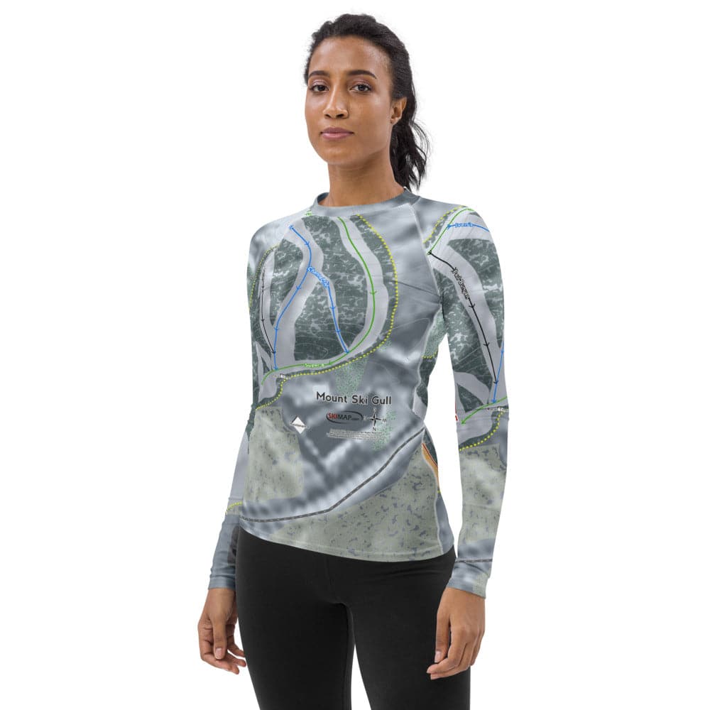 Mount Ski Gull, Minnesota Ski Trail Map Women's Base Layer Top - Powderaddicts