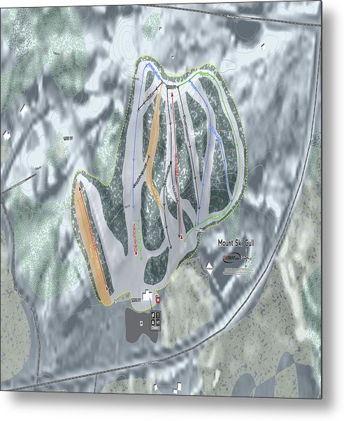 Mount Ski Gull Ski Trail Map - Metal Print - Powderaddicts