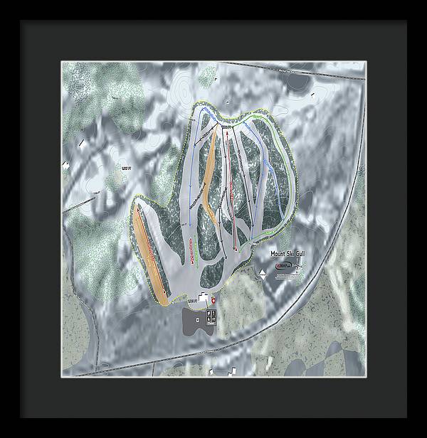 Mount Ski Gull Ski Trail Map - Framed Print - Powderaddicts