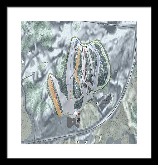 Mount Ski Gull Ski Trail Map - Framed Print - Powderaddicts