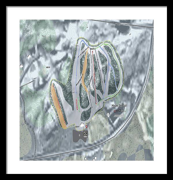 Mount Ski Gull Ski Trail Map - Framed Print - Powderaddicts
