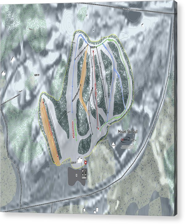 Mount Ski Gull Ski Trail Map - Acrylic Print - Powderaddicts