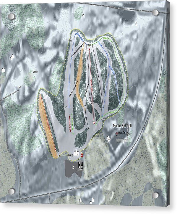 Mount Ski Gull Ski Trail Map - Acrylic Print - Powderaddicts