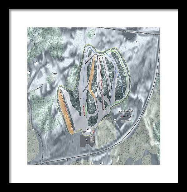 Mount Ski Gull Ski Trail Map - Framed Print - Powderaddicts