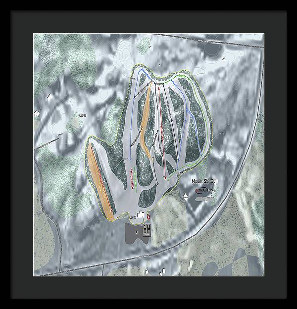 Mount Ski Gull Ski Trail Map - Framed Print - Powderaddicts