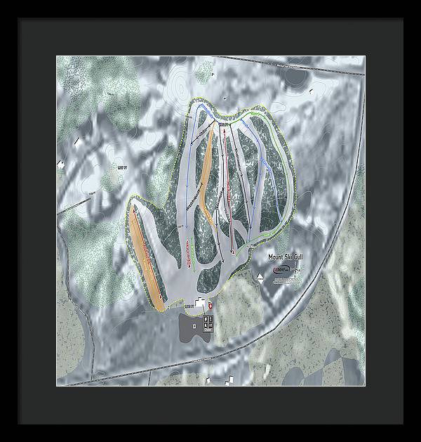 Mount Ski Gull Ski Trail Map - Framed Print - Powderaddicts