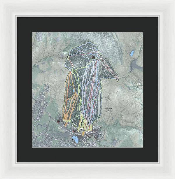 Mount Snow Ski Trail Map - Framed Print - Powderaddicts