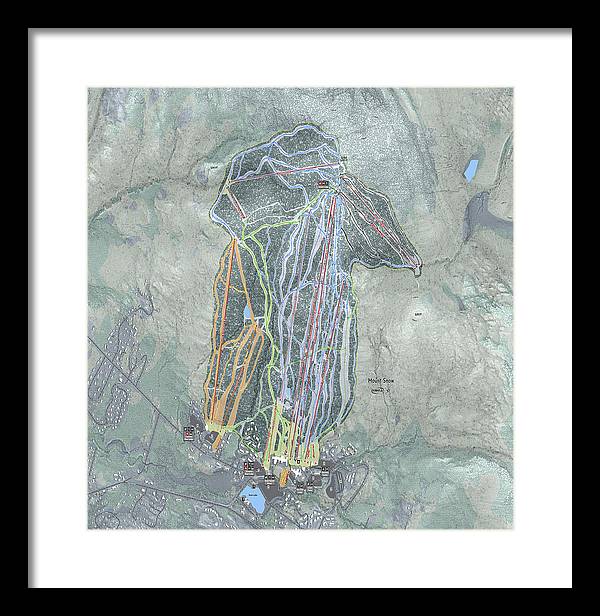 Mount Snow Ski Trail Map - Framed Print - Powderaddicts