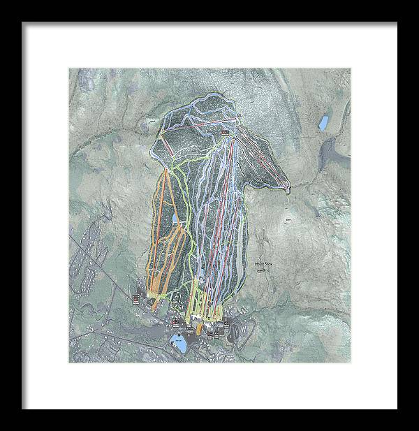 Mount Snow Ski Trail Map - Framed Print - Powderaddicts