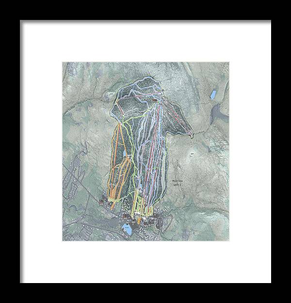 Mount Snow Ski Trail Map - Framed Print - Powderaddicts